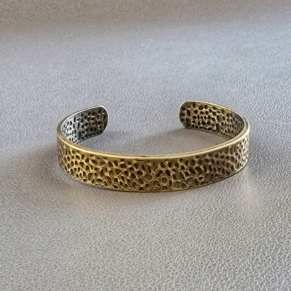 Unisex Brass irregular texture cuff bracelet